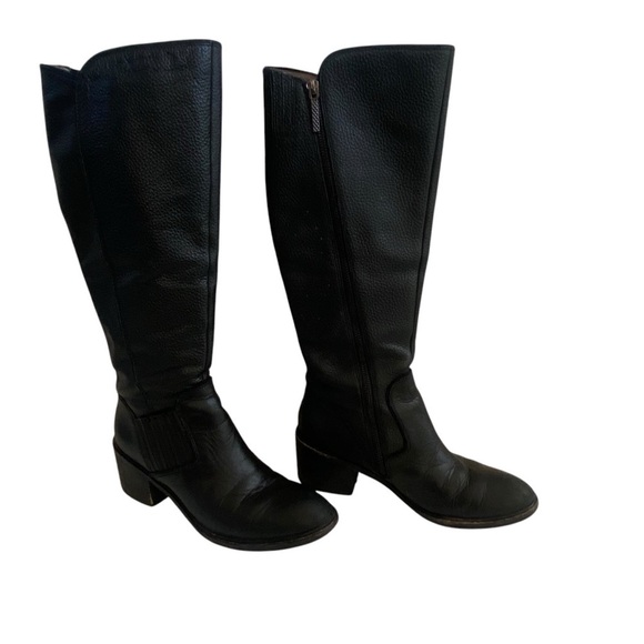 DONALD PLINER Classic Black Riding Full Length Pebble Leather Boots  SZ 7.5 - Picture 5 of 16